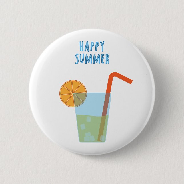 Happy Summer Button With A Cocktail (Front)