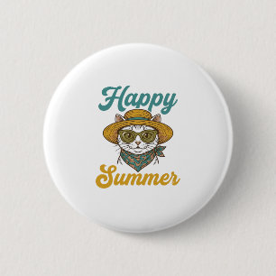 Happy Summer Cat Vintage Engraving Shirt Design_1 6 Cm Round Badge