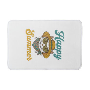 Happy Summer Cat Vintage Engraving Shirt Design_1 Bath Mat