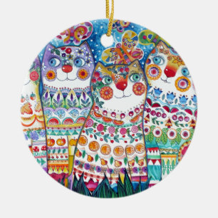 Happy summer cats ceramic tree decoration
