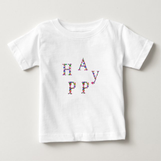 Happy Summer Daisy Flower Alphabet  Baby T-Shirt (Front)