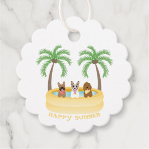 Happy Summer Dogs Swimming Pool Favour Tags