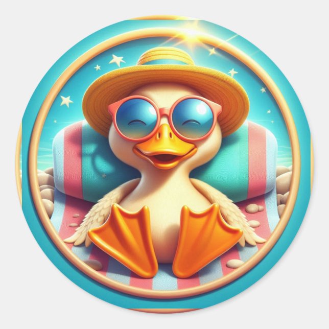 Happy summer holidays , beach fun day ,  classic round sticker (Front)