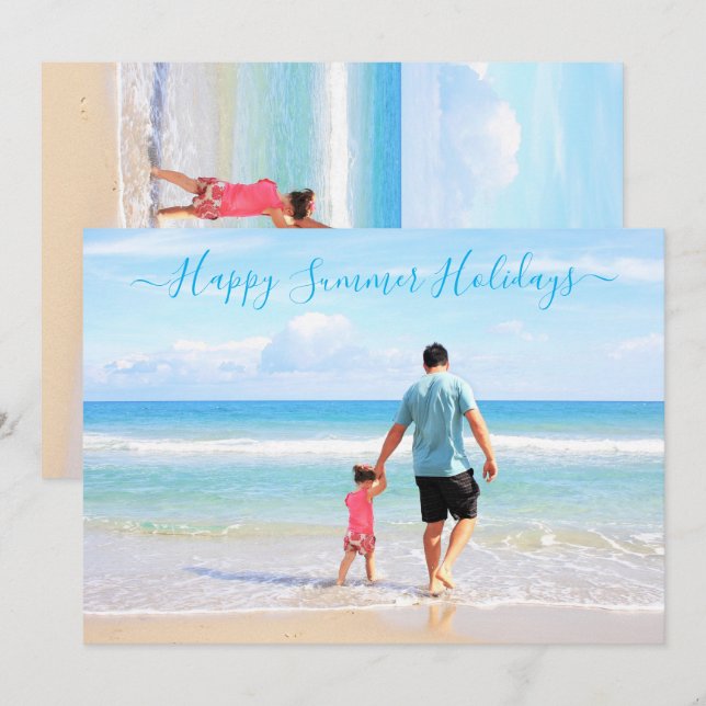 Happy Summer Holidays Card Custom Photo and Text (Front/Back)