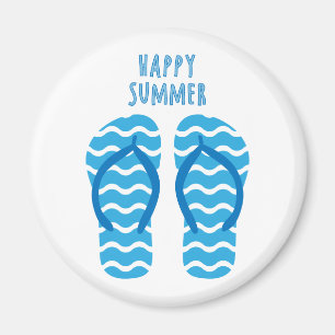 Happy Summer Magnet With Flip Flops