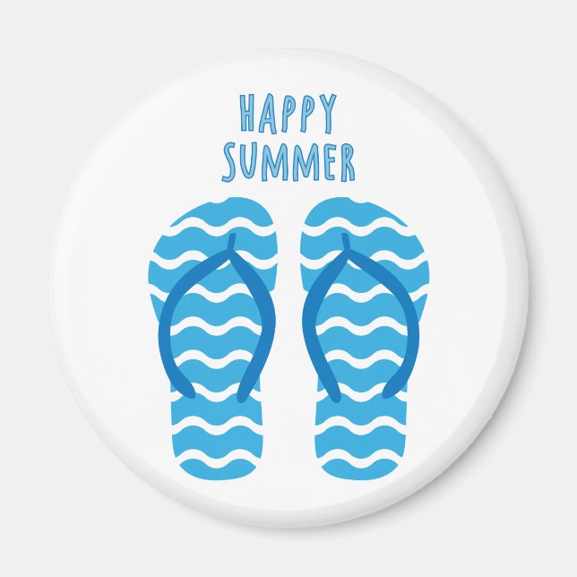Happy Summer Magnet With Flip Flops (Front)