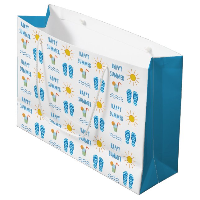 Happy Summer Pattern Large Gift Bag (Front Angled)