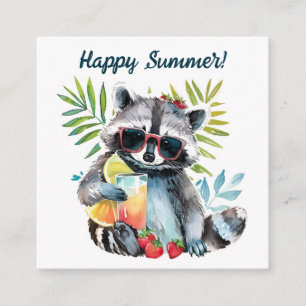 Happy summer racoon beach chillout enclosure card