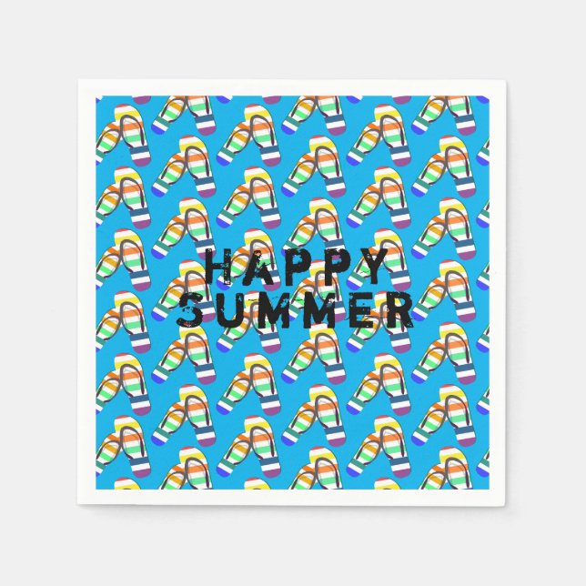 happy summer rainbow flip-flops napkin (Front)