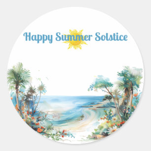 happy summer solstice 2024 sun  classic round sticker