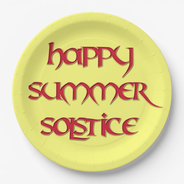 Happy Summer Solstice Paper Party Plate (Front)