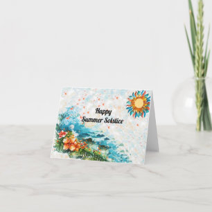 Happy Summer Solstice Sun Flowers Sea Card