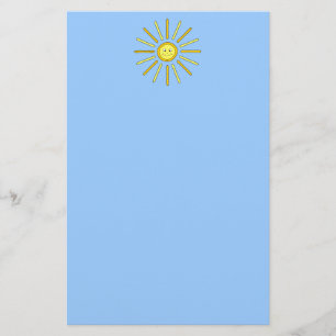 Happy Summer Sun. Yellow and Blue. Stationery