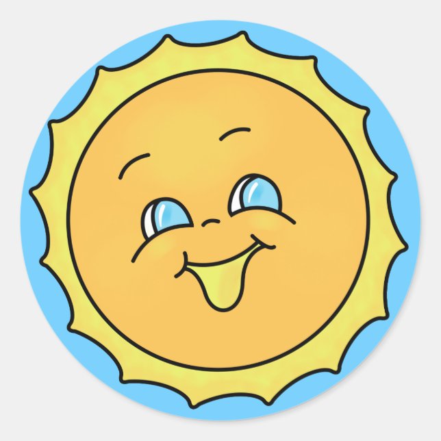 Happy Summer Sunshine Face Classic Round Sticker (Front)