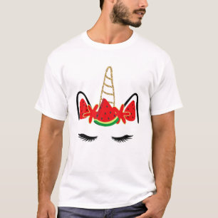 Happy Summer Time Cute Unicorn Watermelon Men Wome T-Shirt