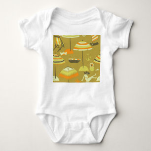 Happy Summertime Fun Seamless Pattern Baby Bodysuit