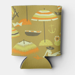 Happy Summertime Fun Seamless Pattern Can Cooler