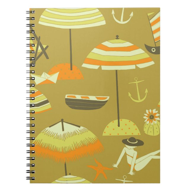 Happy Summertime Fun Seamless Pattern Notebook (Front)