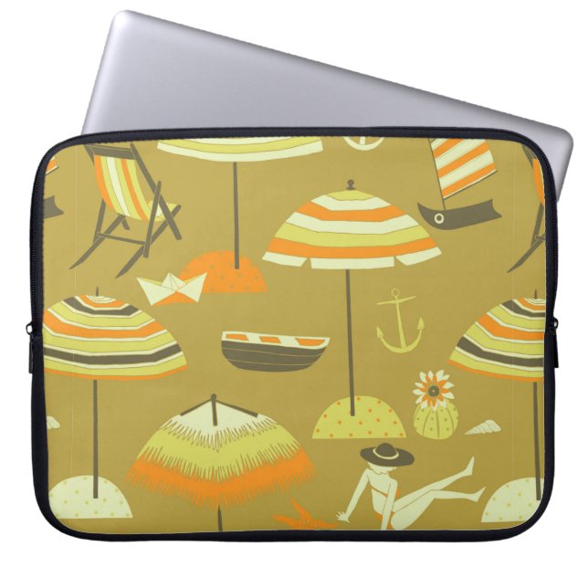 Happy Summertime Seamless Pattern Laptop Sleeve (Front)