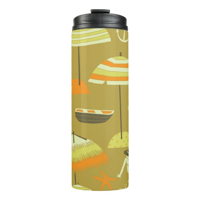 Happy Summertime Seamless Pattern Thermal Tumbler (Front)