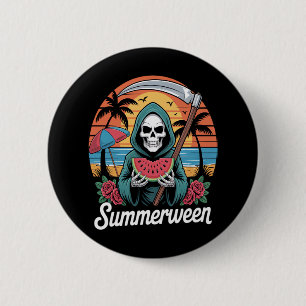 Happy Summerween Grim Reaper Watermelon Summer 6 Cm Round Badge