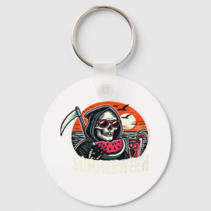 Happy Summerween Grim Reaper Watermelon Summer Hal Key Ring