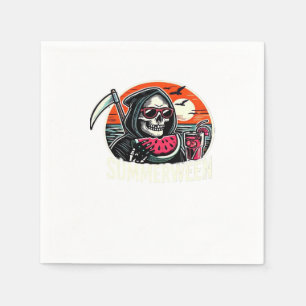 Happy Summerween Grim Reaper Watermelon Summer Hal Napkin