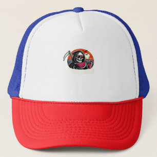 Happy Summerween Grim Reaper Watermelon Summer Hal Trucker Hat