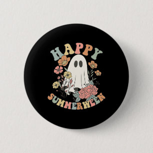 Happy Summerween Halloween Summer Floral Ghost 6 Cm Round Badge