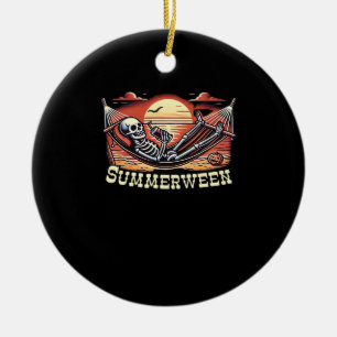 Happy Summerween Skeleton Drink Summer Halloween C Ceramic Ornament