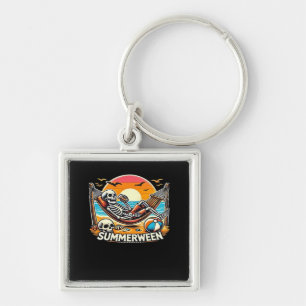 Happy Summerween Skeleton Drink Summer Halloween C Key Ring