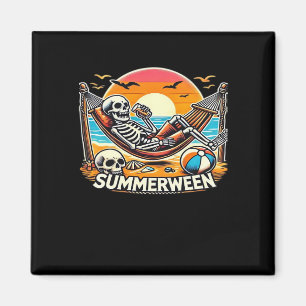 Happy Summerween Skeleton Drink Summer Halloween C Magnet