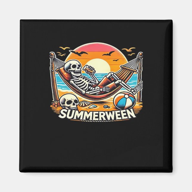 Happy Summerween Skeleton Drink Summer Halloween C Magnet (Front)