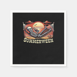 Happy Summerween Skeleton Drink Summer Halloween C Napkin