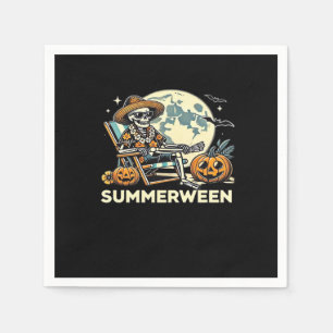 Happy Summerween Skeleton Drink Summer Halloween C Napkin
