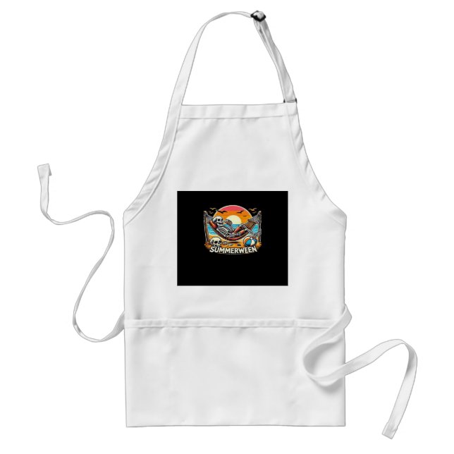 Happy Summerween Skeleton Drink Summer Halloween C Standard Apron (Front)