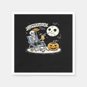 Happy Summerween Skeleton Drink Summer Halloween M Napkin
