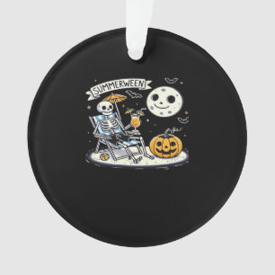 Happy Summerween Skeleton Drink Summer Halloween M Ornament
