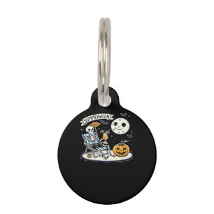 Happy Summerween Skeleton Drink Summer Halloween M Pet Tag