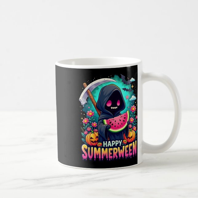 Happy Summerween Skeleton Jack-o-lantern Summer Wa Coffee Mug (Right)
