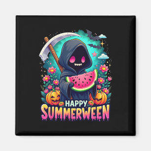 Happy Summerween Skeleton Jack-o-lantern Summer Wa Magnet
