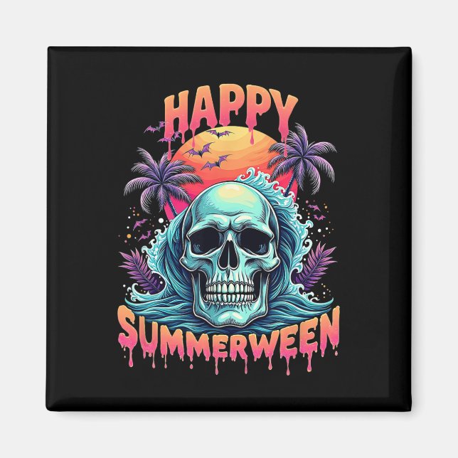 Happy Summerween Skeleton Summer Watermelon Jack-o Magnet (Front)