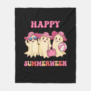 Happy Summerween Summer Halloween Costumes Ghost L Fleece Blanket