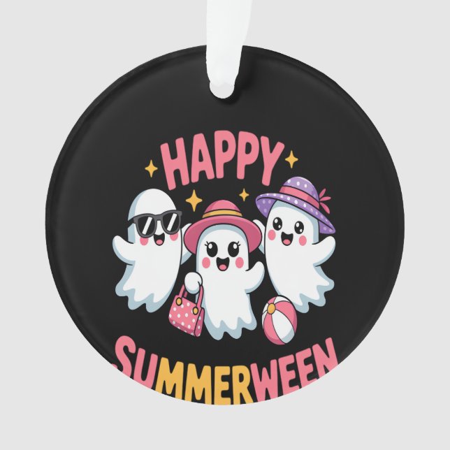 Happy Summerween Summer Halloween Funny Ornament (Front)
