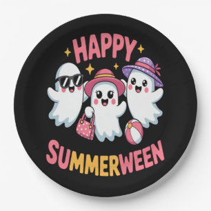 Happy Summerween Summer Halloween Funny Paper Plate