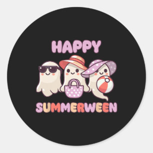 Happy Summerween Summer Halloween Ghost Classic Round Sticker