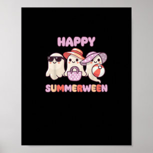 Happy Summerween Summer Halloween Ghost Poster