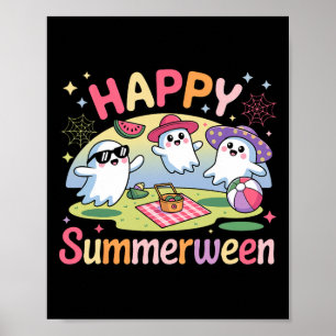 Happy Summerween Summer Halloween Ghost Poster