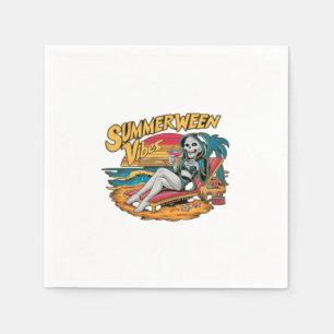 Happy Summerween Summer Halloween Holiday Beach Vi Napkin