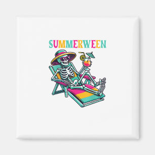Happy Summerween Summer Halloween Skeleton Magnet